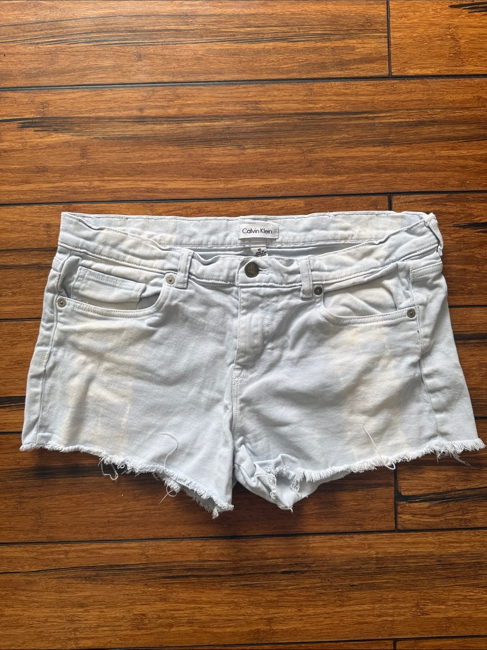 Calvin Klein Pale Blue Denim Cutoff Shorts